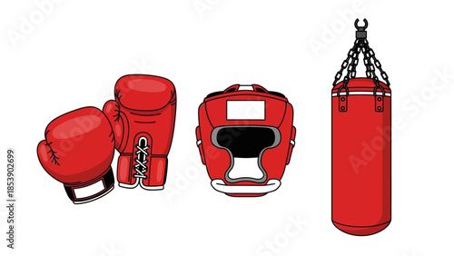 Red boxing equipment for intense training and competition