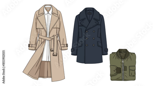 Elegant trench coats and jackets for modern fashion