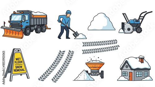 Snow removal services in action during winter season