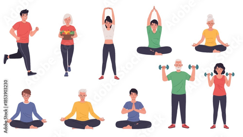 A diverse group of people engaging in various fitness activities together