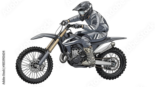 Professional motorcyclist riding dirt bike with protective gear