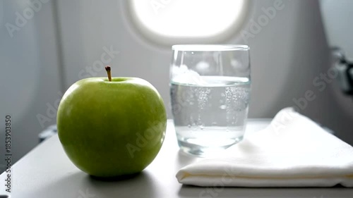 green apple and glass of water