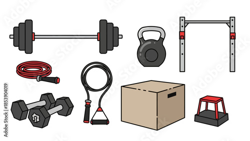 Fitness equipment set including dumbbells and jump rope