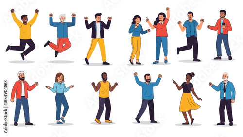 Diverse group of people celebrating success and happiness together