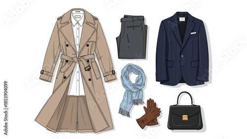 Elegant business attire and accessories for modern professional