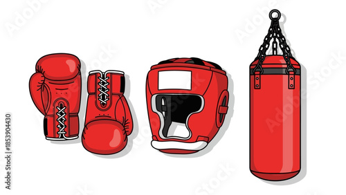 Red boxing equipment for intense training sessions