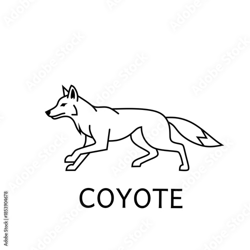 Simple line art coyote Logo vector