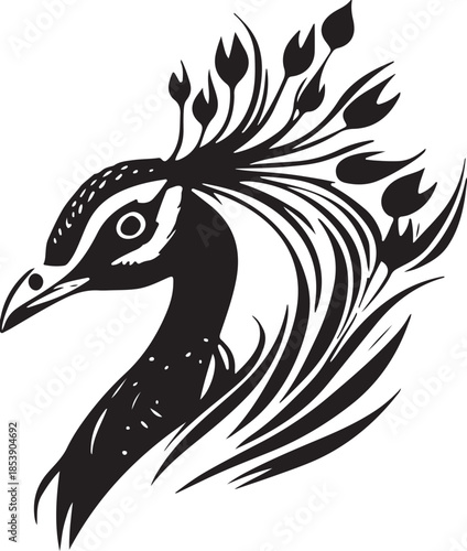 Black and white eagle bird vector illustration featuring a tribal tattoo silhouette design with wild wings and nature art symbols