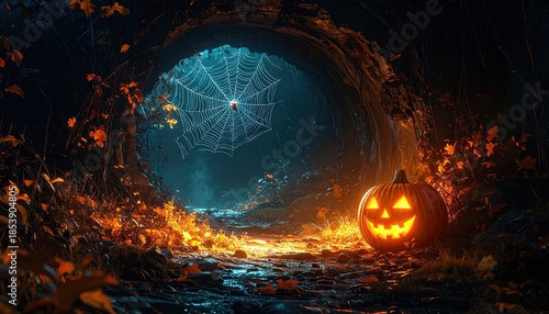 Enchanted Halloween Path: Jack O'Lantern Lantern and Fireworks