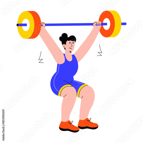 Flat style illustration showing a person doing squat