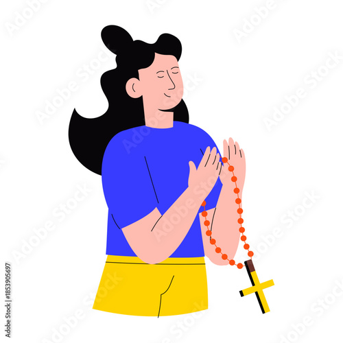 A flat style illustration showing a person praying