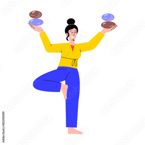 A flat style illustration showing a person balancing