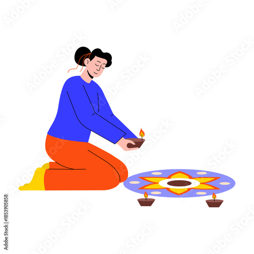 A flat style illustration showing mindfulness