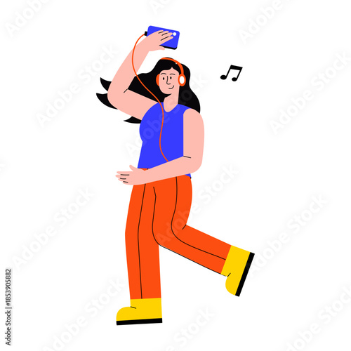 Flat style illustration showing a person doing music therapy