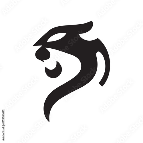 Abstract black panther or tiger head logo design icon