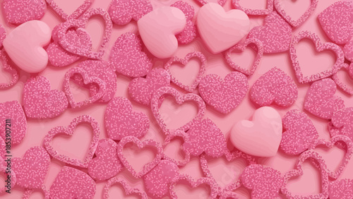 Romantic Delight: A charming composition of pink hearts evoking love and sweetness