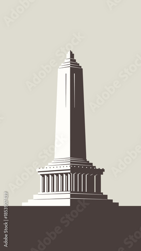 Tall monument with tiered base and stepped pyramid top.