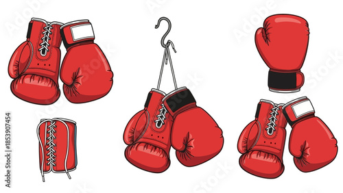 A set of red boxing gloves on a white background