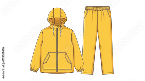 A yellow tracksuit consisting of a hoodie and matching sweatpants