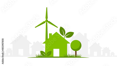 Eco-Friendly Living: Sustainable Green House with Wind Turbine Power Generation