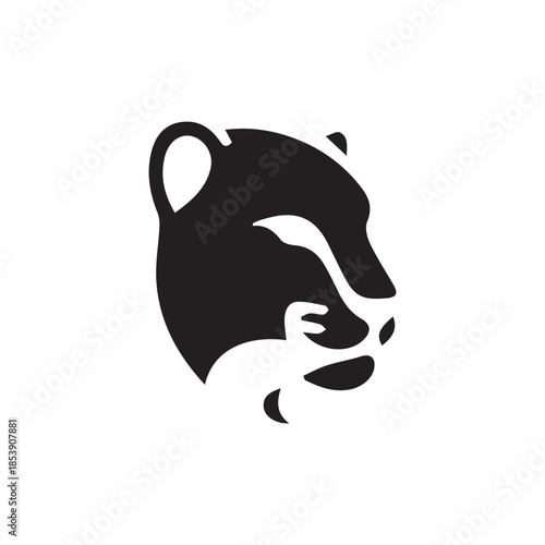 Minimalist black cheetah head logo on a white background