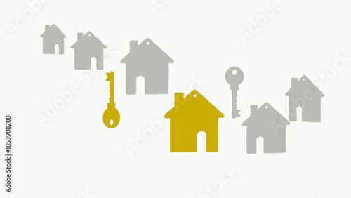 Conceptual Real Estate Image Showcasing Homes and Keys with a Focus on Acquisition