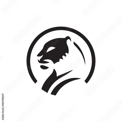Stylized black panther head logo in a circular frame
