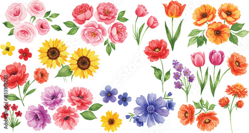 Vibrant floral arrangements displayed in a colorful bouquet of flowers and plants