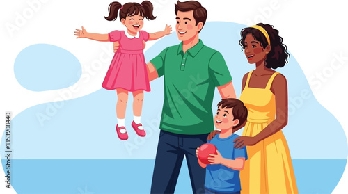 happy family with children