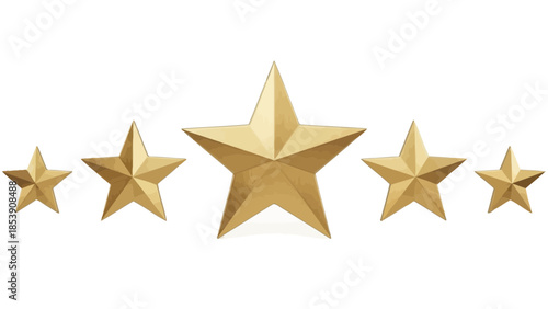 Golden star rating with five stars for customer satisfaction and quality assessment