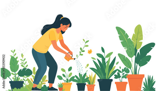 Gardening and Plant Care – Vector Illustration