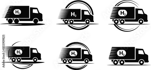 Black delivery truck icons with speed lines a valuable silhouette on transparent background