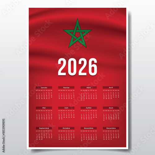 2026 Printable Calendar Design with Morocco Flag Theme, Patriotic  Morocco Yearly Planner Template