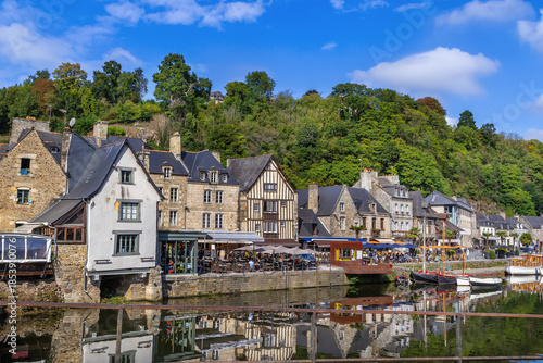 Rance River embankment in Dinan, France