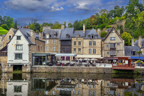 Rance River embankment in Dinan, France