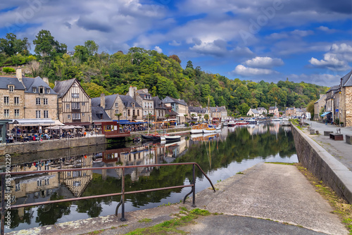 Rance River embankment in Dinan, France
