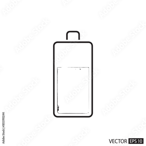 Minimal outlined suitcase icon with handle on white background for travel or luggage concept.