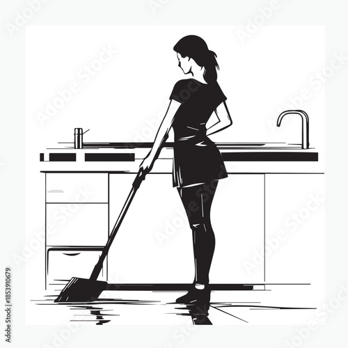 woman with vacuum cleaner