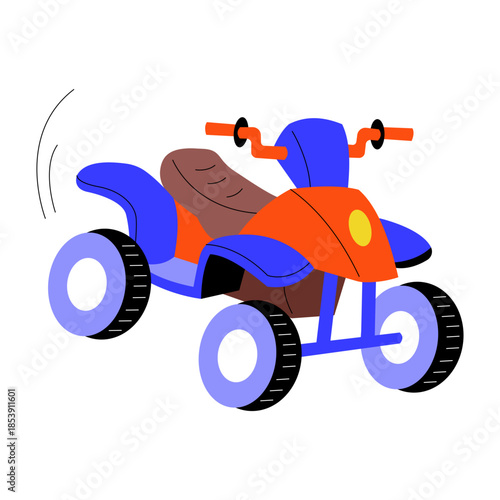 A flat style illustration showing a quad bike