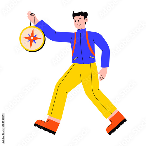 A flat style illustration showing compass check