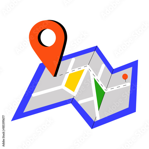 A flat style illustration showing a map