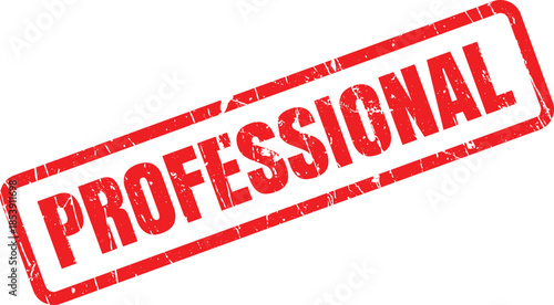 Red grunge rubber stamp mark with the word PROFESSIONAL clearly visible on a white background
