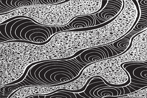 Abstract Black and White Organic Wave Pattern