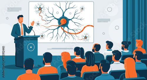 Engaging presentation on neural networks, captivating audience in a conference setting