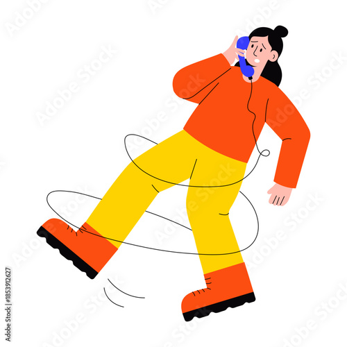 A flat style illustration showing a person taking call