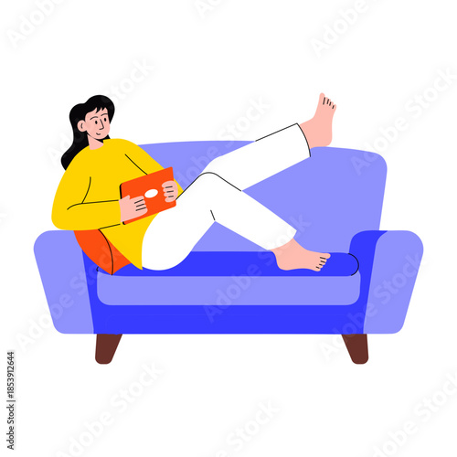 A flat style illustration showing remote employee