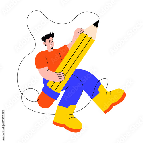 A flat style illustration showing a person writing