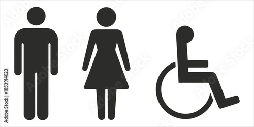 Icons representing male female and disabled person symbols