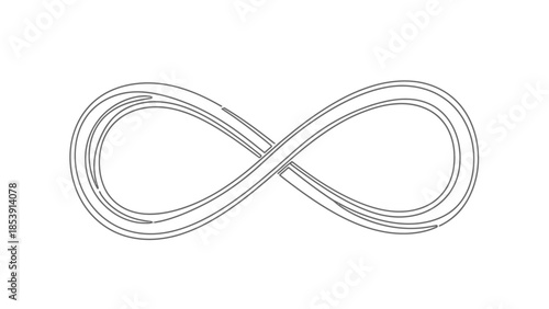 Stylized line art drawing of the mathematical infinity symbol, rendered with a layered effect against a clean white backdrop.