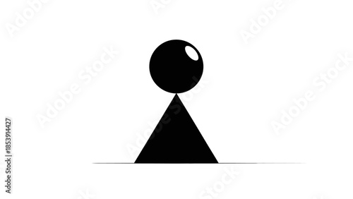 Minimalist black geometric figure resembling a simplified person or icon, composed of a circle atop a triangle.